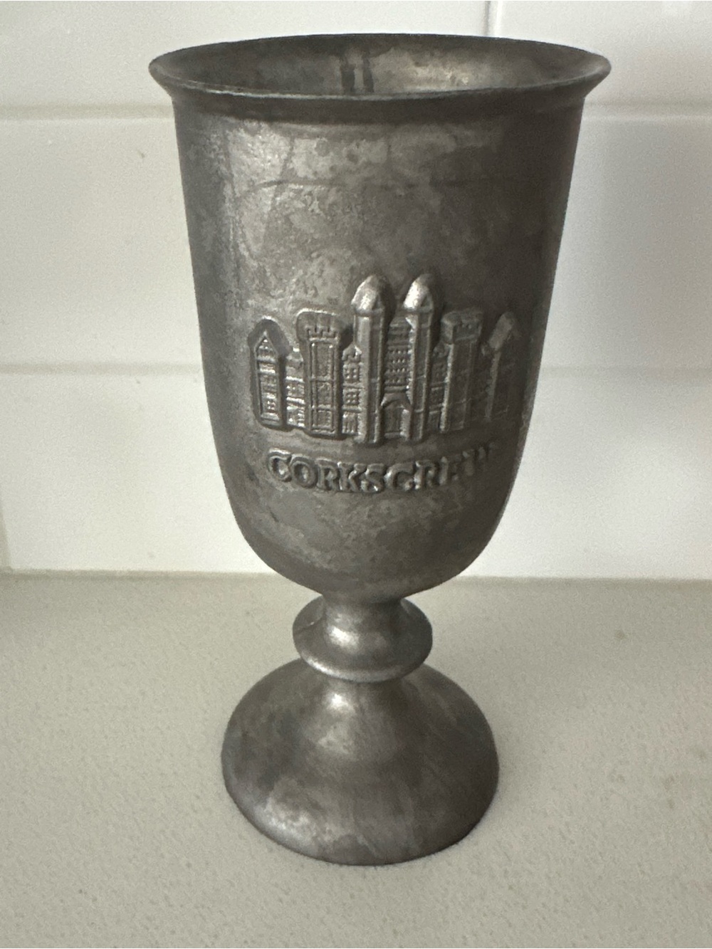 Corkscrew Pewter Trophy-Style Goblet